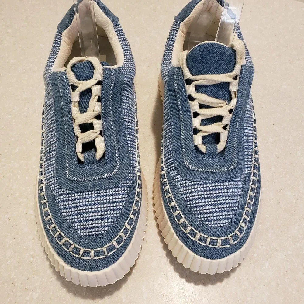 Dolce Vita Dolen Women's Platform Blue Denim Sneaker Size 9.5